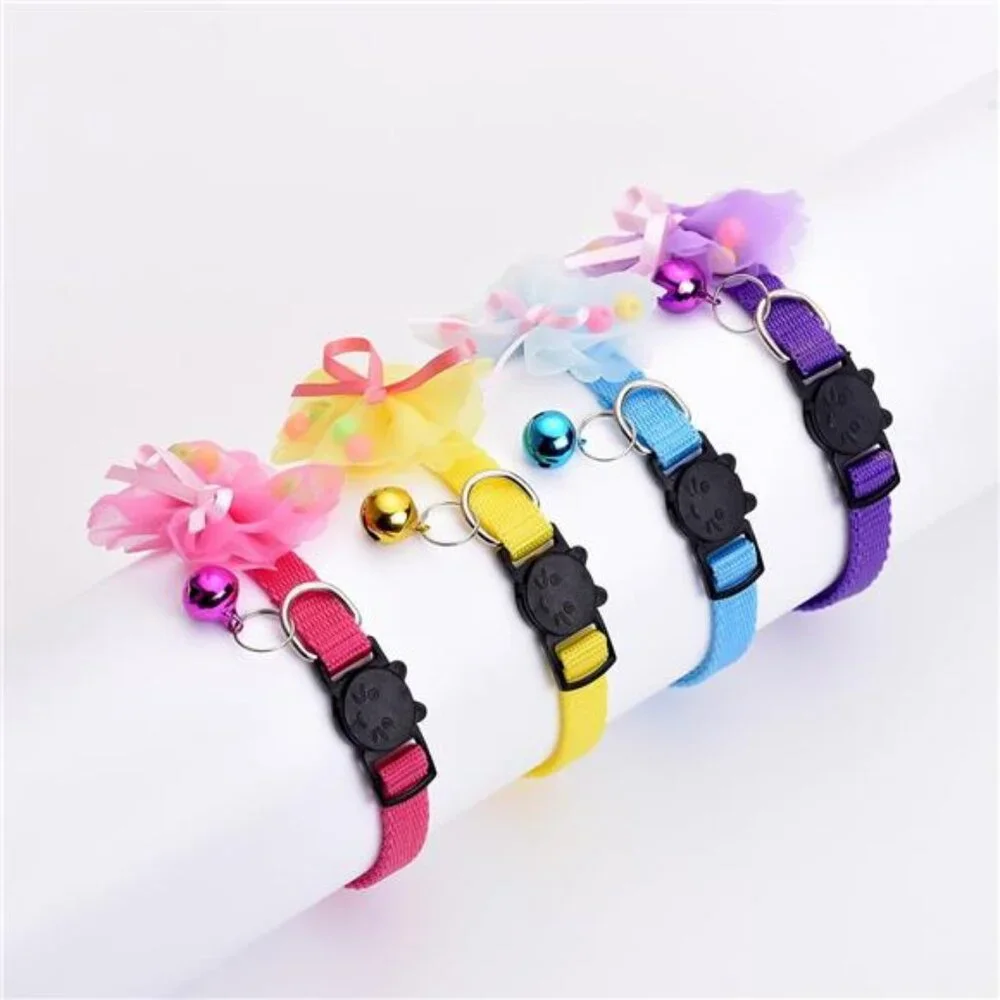 16 PCS Cute Cat Collar with Bells Kitten Collars for Girls Pink Cat Collar
